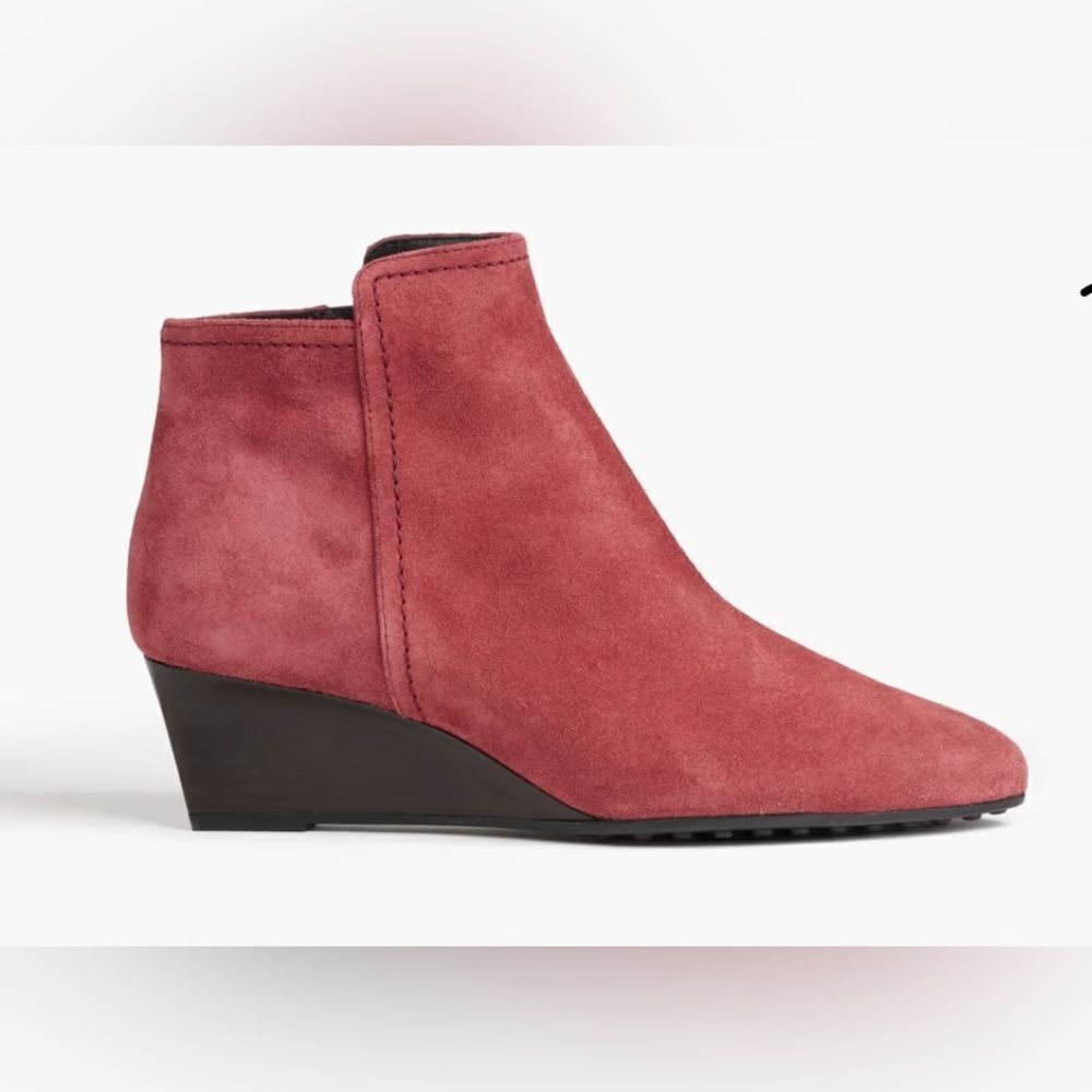 TODS wine Suede  Ankle Boots Womens low heel size 37